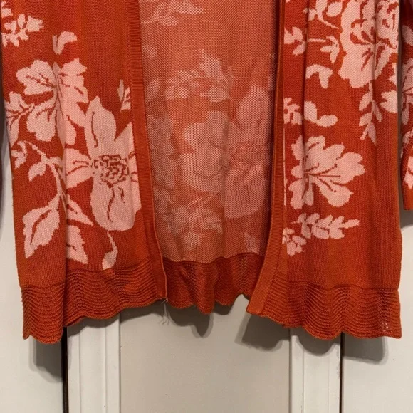 Daniel Rainn Women’s Orange Floral Cardigan Size Small - Picture 4 of 11